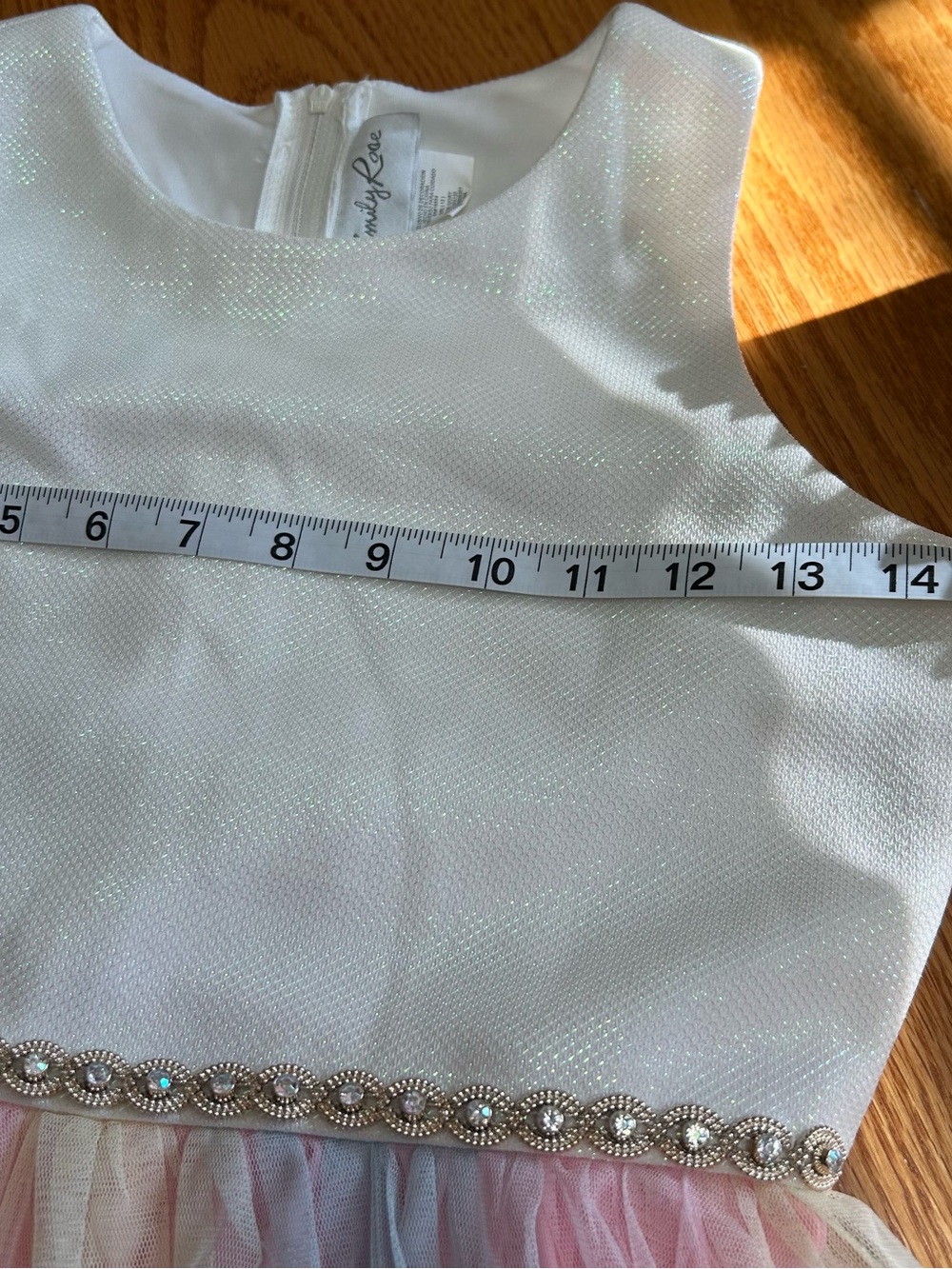 Emily Rose White Bodice Pastel Rainbow Tulle Flower Girl Dress Size 12 - Picture 4 of 10